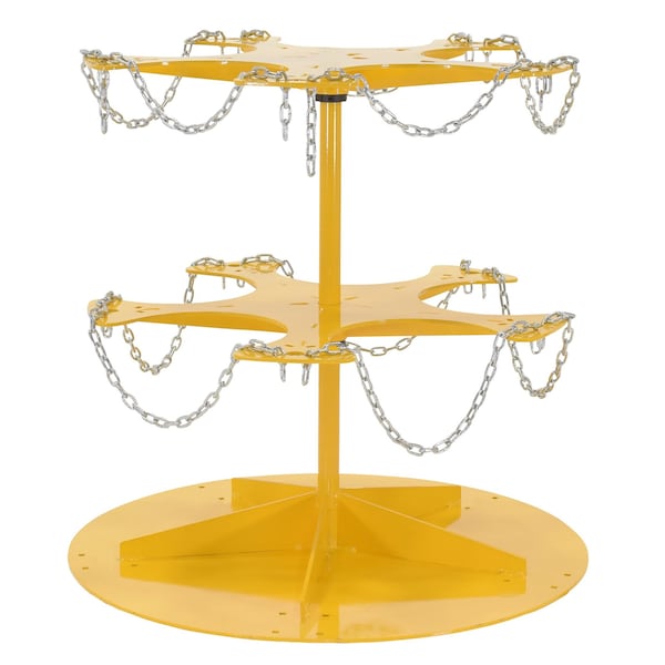 Vestil PAIL-T2-CAR-10 Steel 5 Gallon Pail Carousel Rack, 10 Pails 350 lbs. Capacity Per Shelf Yellow