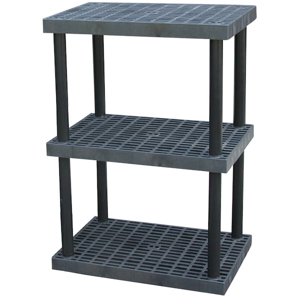 Vestil PBSS-3624-3 Plastic Bulk Shelf/Storage, 36x24, 3 Shelf, 3 Shelves, Black