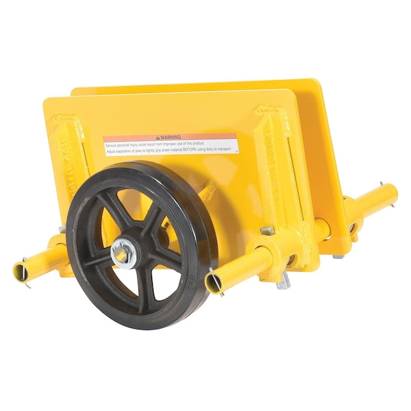 Vestil PLDL-ADJ-8MR Yellow Adjustable Panel Dolly 1000 lb Capacity Mold-on-Rubber Casters