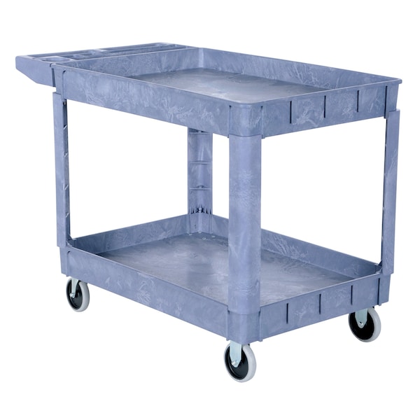 Vestil PLSC-2-2436 Plastic Utility Cart, 2 Shelves, 24.5 x 36, Foam Plastic, 550 lb Load Capacity, 2 Shelves, 25.5" W