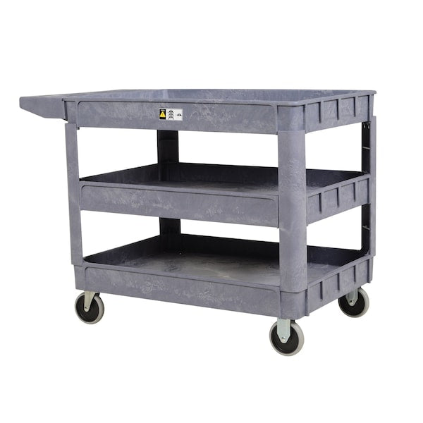 Vestil PLSC-3-2436 Plastic Utility Cart, 3 Shelves, 24.5 x 36, Foam Plastic, 550 lb Load Capacity, 3 Shelves, 25.5" W