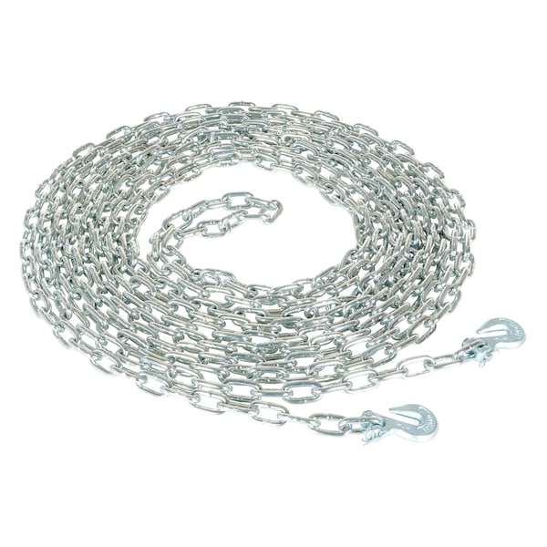 Vestil PPC-40 Steel Chain with Grab Hook, 40' Length, 1/4" Chain, 6000 lb Pulling Capacity, Silver