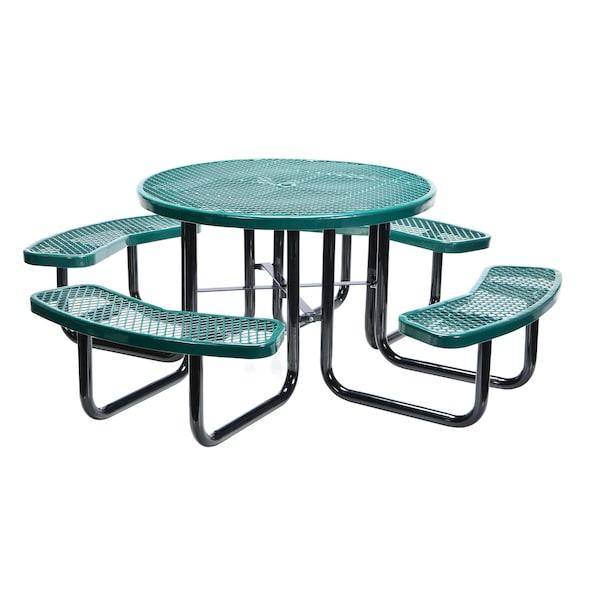 Vestil PT-MX-RT-46-GN Round Picnic Table, Green, Metal, 81-1/4 in