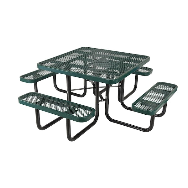 Vestil PT-MX-ST-46-GN Square Picnic Table, Green, Expandable Metal, 80.5 in L