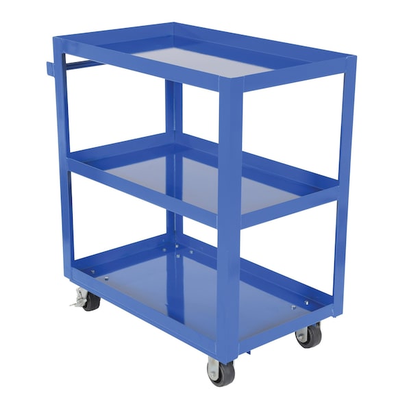 Vestil SCS3-2236 Steel Service Cart, 3 Shelves, 22 x 36, Steel, 1000 lb Load Capacity, 3 Shelves, 21.875" W