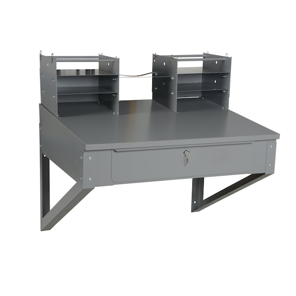 Vestil SHOP-DW Shop Desk, Wall Mounted, 28 x 24", Drawer