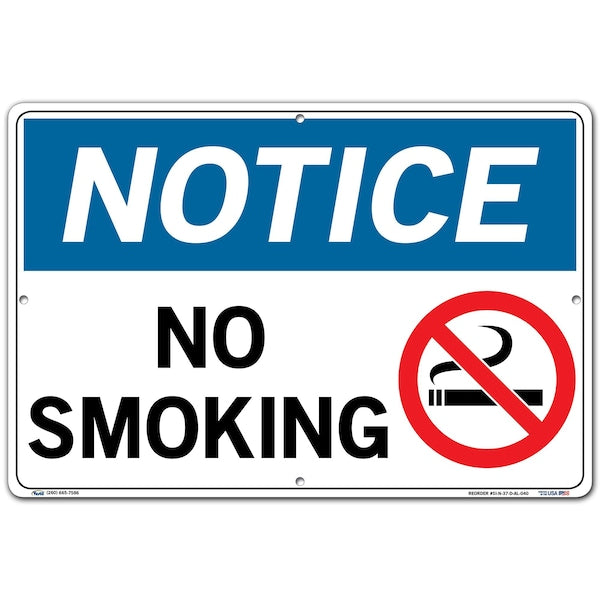 Vestil SI-N-37-D-AL-040 Aluminum Sign, 12-1/2" H, 18-1/2" W, Rectangle, English, SI-N-37-D-AL-040