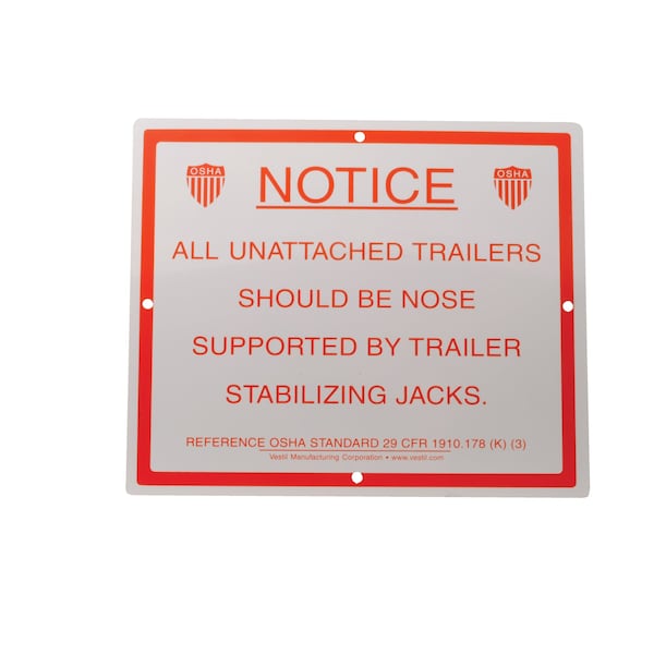 Vestil SJS-1012 Stabilizing Trailer Instruct Sign