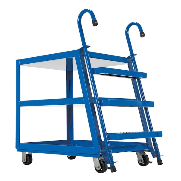 Vestil SPS3-2236-6MR Blue Steel Stock Picker 3 Shelf 22" x36" Rubber/Steel 1000lb Capacity