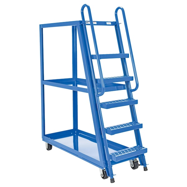 Vestil SPS-HF-2252 Steel High Frame Cart W/ Mold On Rubber Casters, 56-1/8" x 21-7/8" x 73-1/16", 1000 Lb Cap, Blue