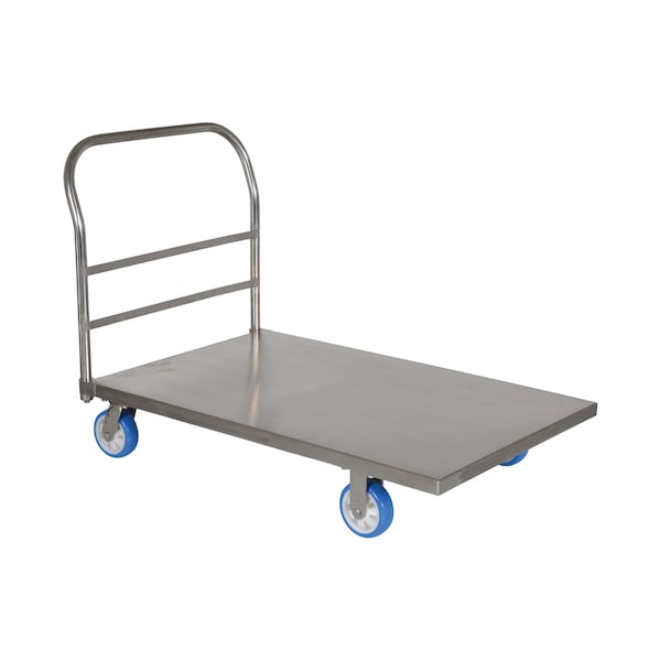 Vestil SSPT-3048 Stainless Steel Platform Truck 2000 lb Poly-On-Poly Casters 30 x 48