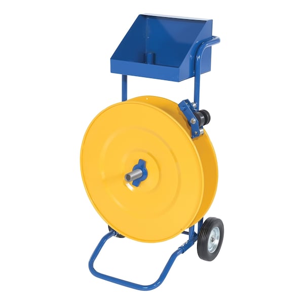 Vestil STRAP-PS-HD Steel Heavy Duty Strapping Cart, 22-5/16" x 25" x 41-5/16", Blue/Yellow