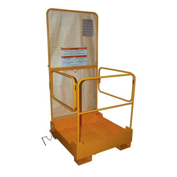 Vestil WP-3737-FD-84B Yellow Steel Fold Down Platform with 84" Back 37"x37" 1000lb Capacity