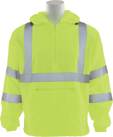 Delta Plus WEL61755HLMD W450 Type R, Class 3 Pullover Hoodie Windbreaker, Hi Viz Lime, MD