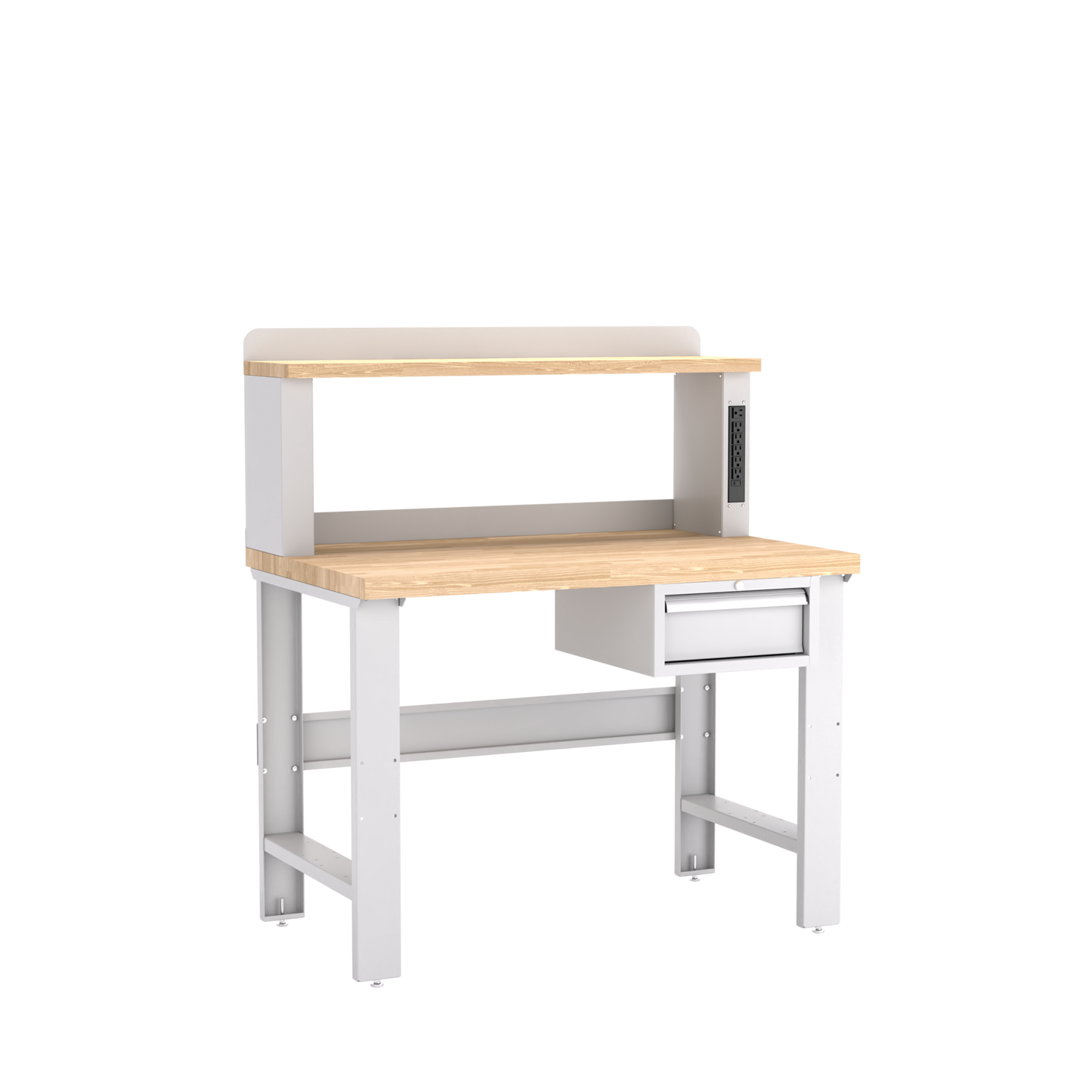 Champion Tool Storage WB102-B4830-LG Single Drawer Standard Depth Workbench, 12" Power Riser WB102 | 48"W x 35-1/4"H x 30"D, Light Gray