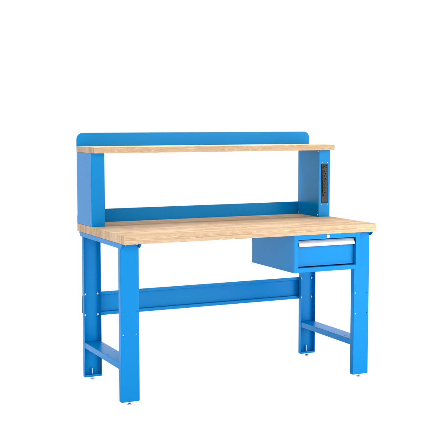 Champion Tool Storage WB102-B6030-BB Single Drawer Standard Depth Workbench, 12" Power Riser WB100 | 60"W x 35-1/4"H x 30"D, Bright Blue
