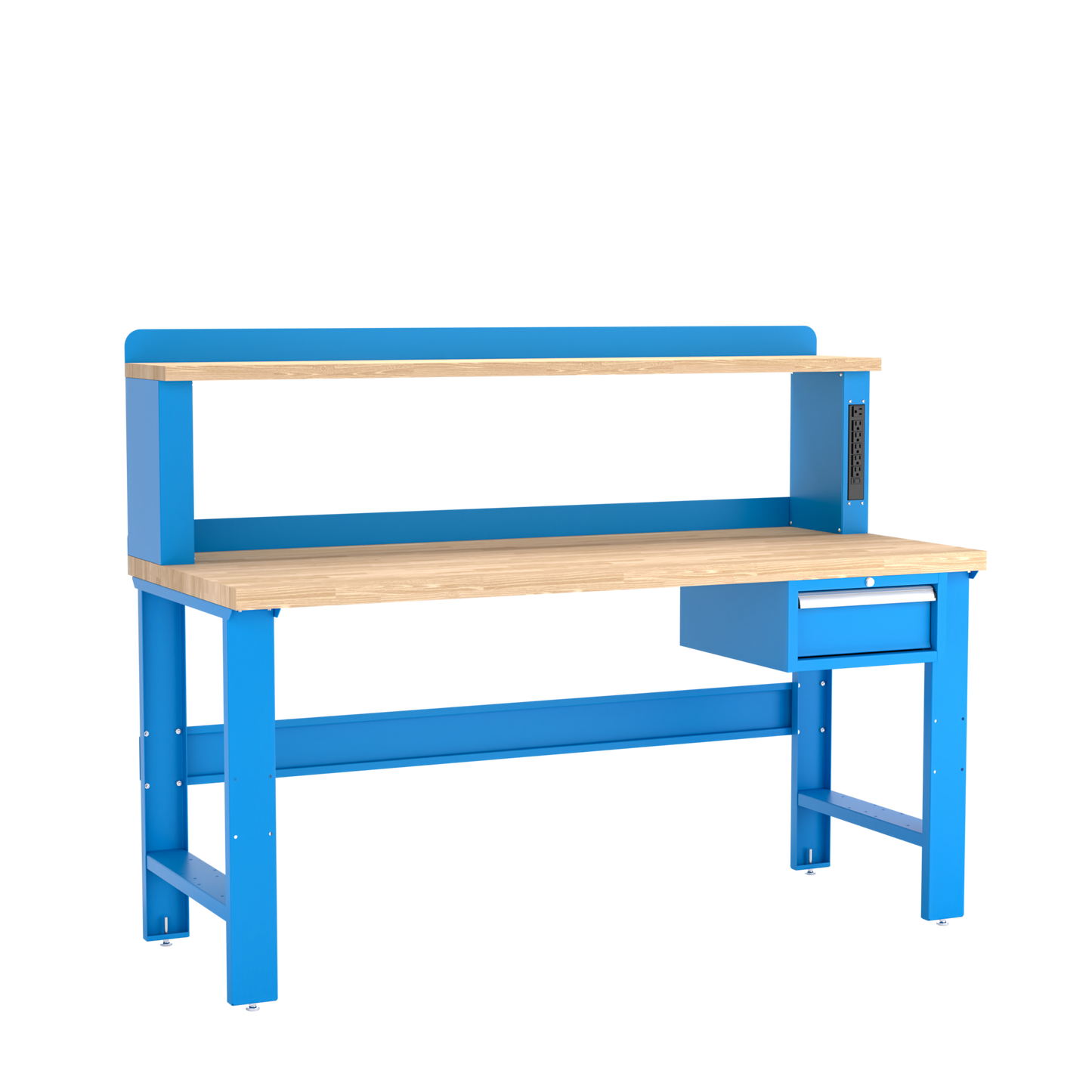 Champion Tool Storage WB102-B7230-BB Single Drawer Standard Depth Workbench, 12" Power Riser WB100 | 72"W x 35-1/4"H x 30"D, Bright Blue