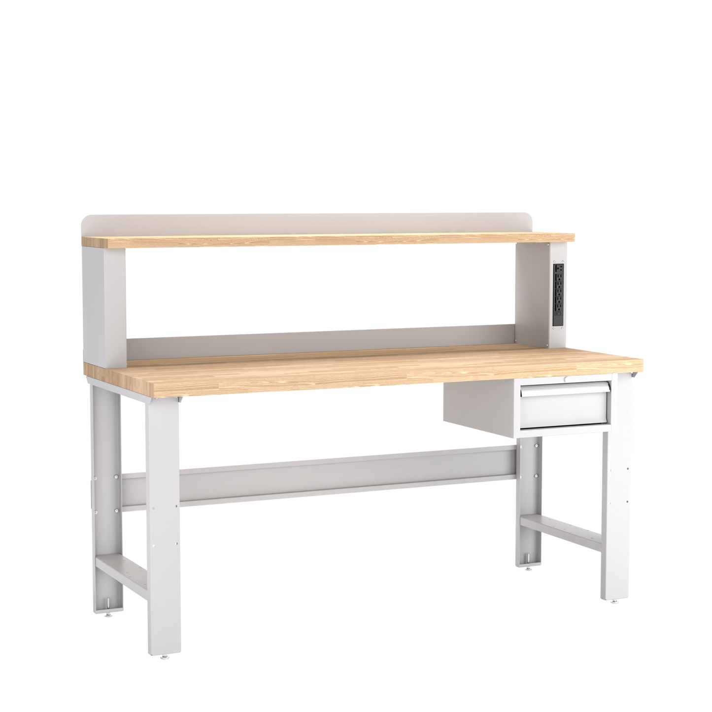 Champion Tool Storage WB102-B7230-LG Single Drawer Standard Depth Workbench, 12" Power Riser WB100 | 72"W x 35-1/4"H x 30"D, Light Gray