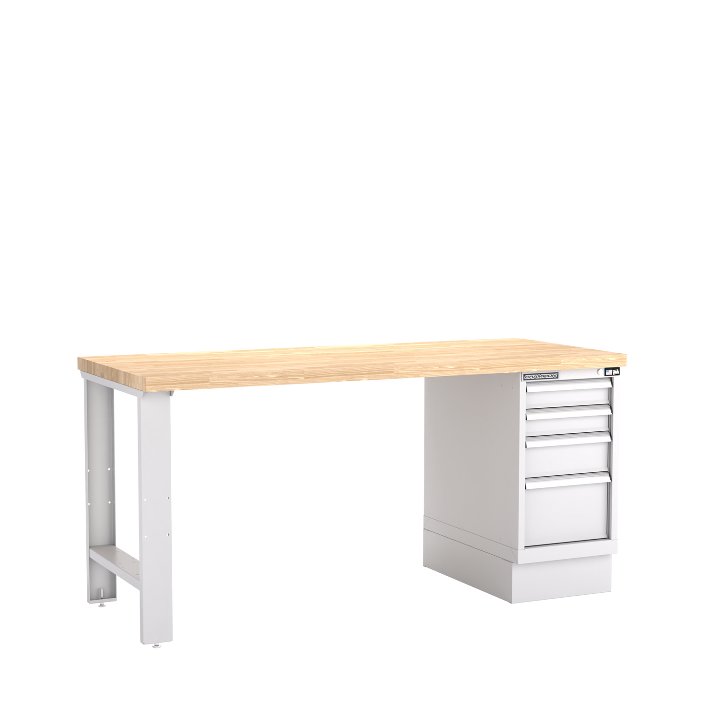 Champion Tool Storage WB200-B7230-LG 4-Drawer Standard Depth Cabinet Workbench WB200 | 72"W x 35-1/4"H x 30"D, Light Gray