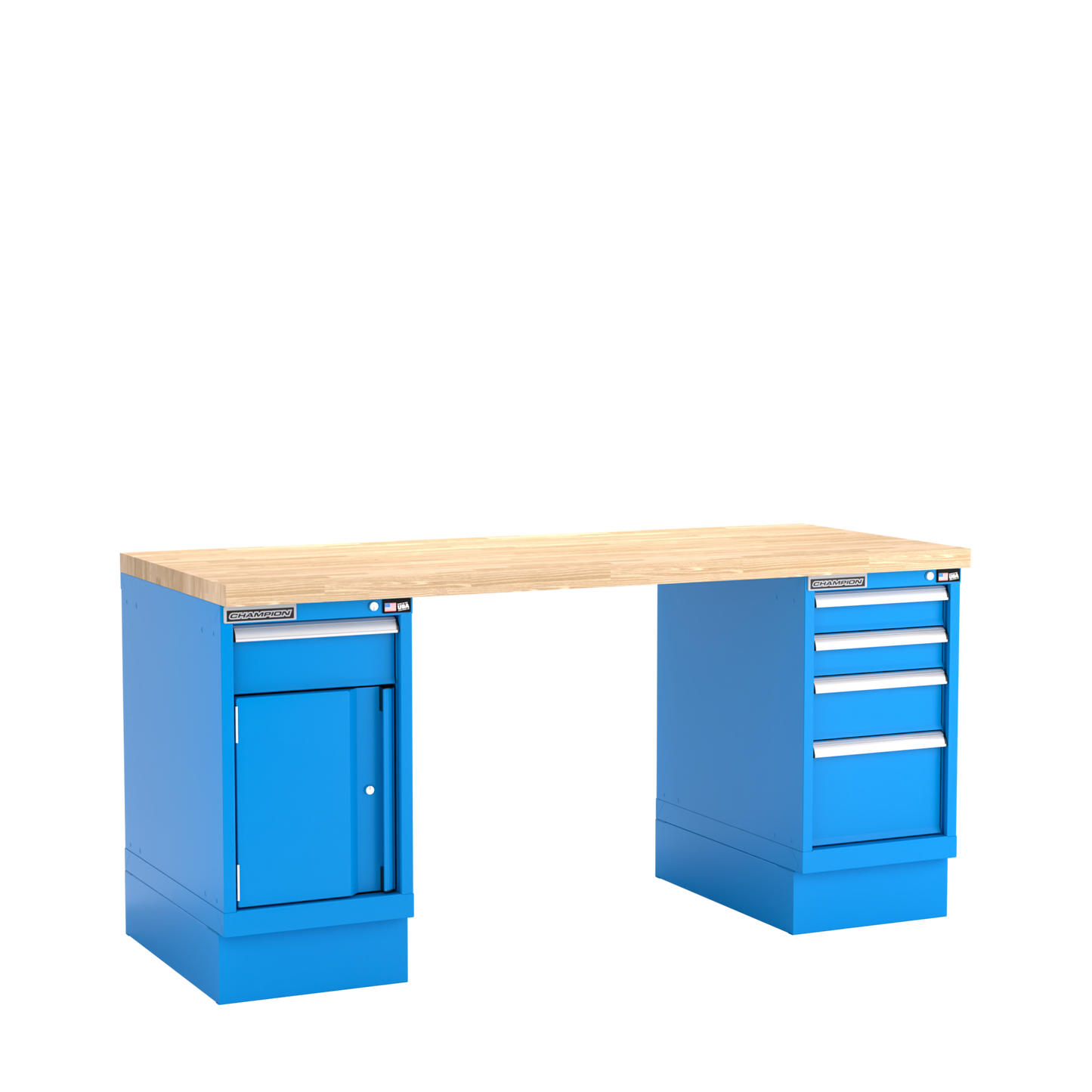 Champion Tool Storage WB400-B7230-BB Two Preconfigured Cabinets Workbench WB400 | 72"W x 35-1/4"H x 30"D, Bright Blue