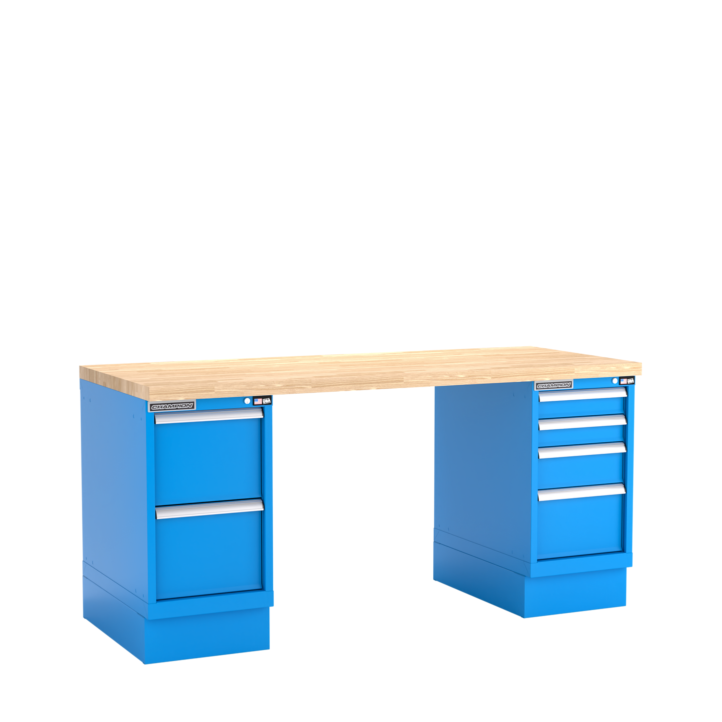 Champion Tool Storage WB500-B7230-BB Two Preconfigured Cabinets Workbench WB500 | 72"W x 35-1/4"H x 30"D, Bright Blue