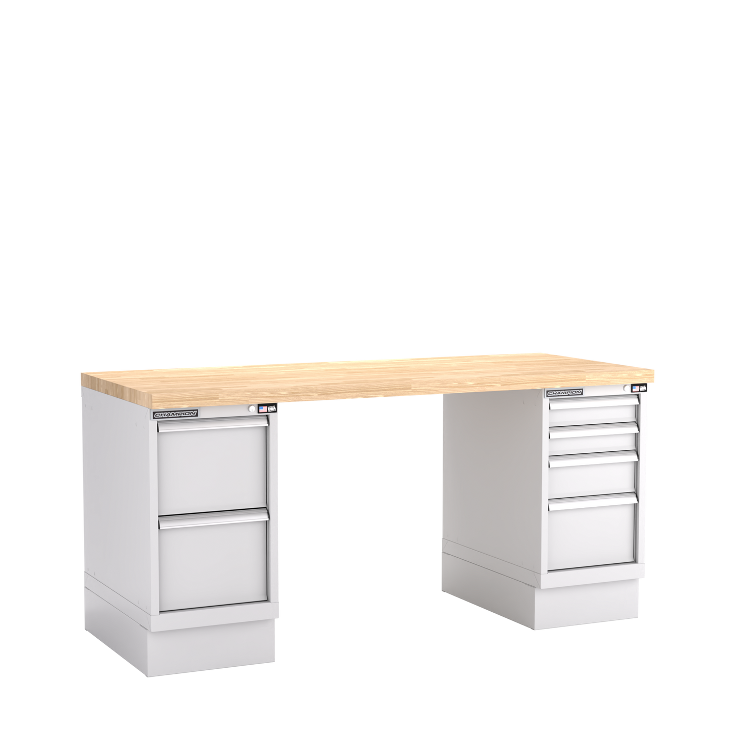 Champion Tool Storage WB500-B7230-LG Two Preconfigured Cabinets Workbench WB500 | 72"W x 35-1/4"H x 30"D, Light Gray
