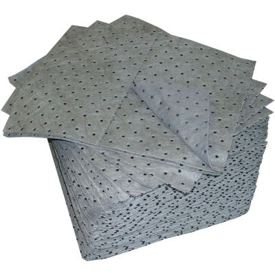 Oil Dri L91005 15" x 19" Gray Universal Bonded Middle Weight Perforated Sorbent Pad