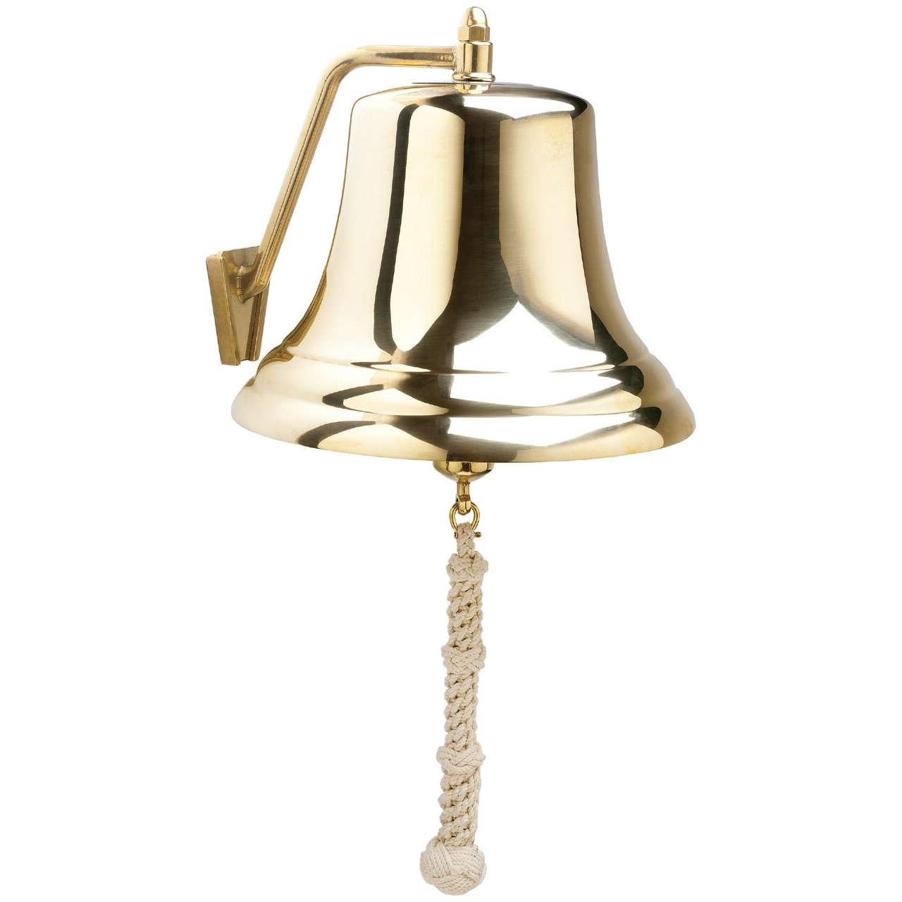 Paradise Clay WPL12000 12" Brass Bell w/ White Monkey's Fist Lanyard #12000
