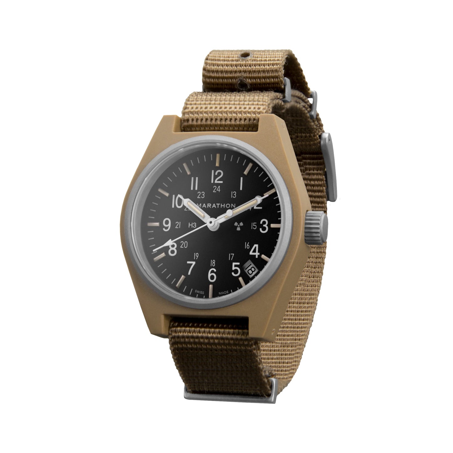 Marathon WW194015DT-0106 Desert Tan General Purpose Quartz with Date (GPQ) - 34mm with Desert Tan Defence Standard Nylon Strap