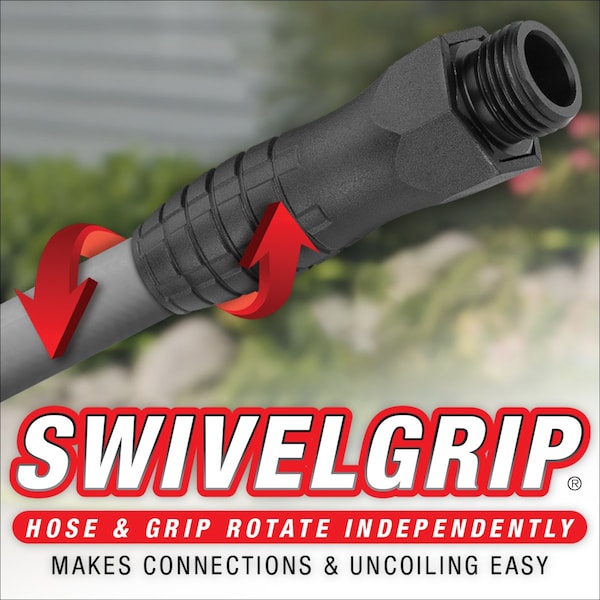 Colors HFZC5100GYS-E SwivelGrip® Garden Hose, 5/8" x 100', 3/4" - 11 1/2 GHT Fittings, Slate Grey