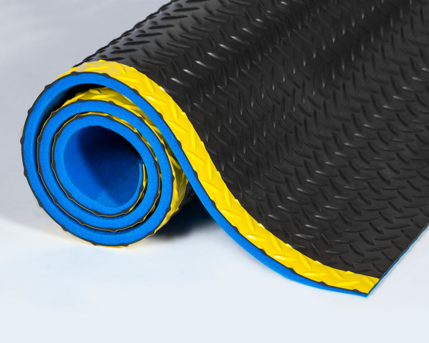 Crown Matting WDR3424YB-75 Workers-Delight Deck Plate Ultra 2'x75' Black w/Yellow Anti-Fatigue Dry Area Mat