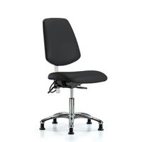 Blue Ridge Ergonomics ESD-VDHCH-MB-CR-T0-A0-EG-ESDBLK Vinyl ESD Chair - Desk Height with Medium Back & ESD Stationary Glides in ESD Black Vinyl