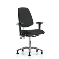 Blue Ridge Ergonomics NCR-VDHCH-MB-CR-T1-A1-RG-8540 Class 100 Vinyl Clean Room Chair - Desk Height with Medium Back, Seat Tilt, Adjustable Arms, & Stationary Glides in Black Trailblazer™ Vinyl