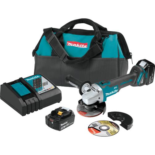 Makita XAG04T 18V LXT® Lithium‘Ion Brushless Cordless 4‘1/2 / 5" Cut‘Off/Angle Grinder Kit (5.0Ah)