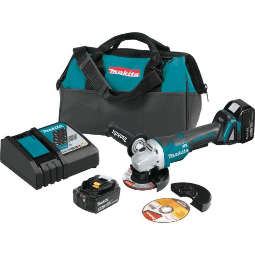 Makita XAG11T 18V LXT® Lithium‘Ion Brushless Cordless 4‘1/2 / 5" Paddle Switch Cut‘Off/Angle Grinder Kit, with Electric Brake (5.0Ah)