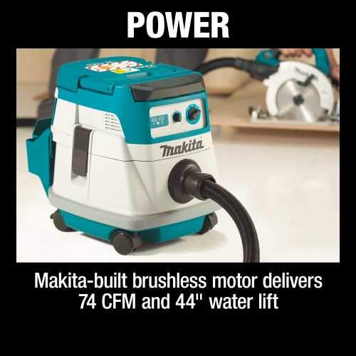 Makita XCV21PTX 36V (18V X2) LXT® Brushless 2.1 Gallon HEPA Filter Dry Dust Extractor Kit (5.0Ah)
