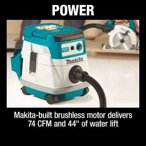 Makita XCV24ZX 36V (18V X2) LXT® Brushless 4 Gallon HEPA Filter Dry Dust Extractor, Tool Only