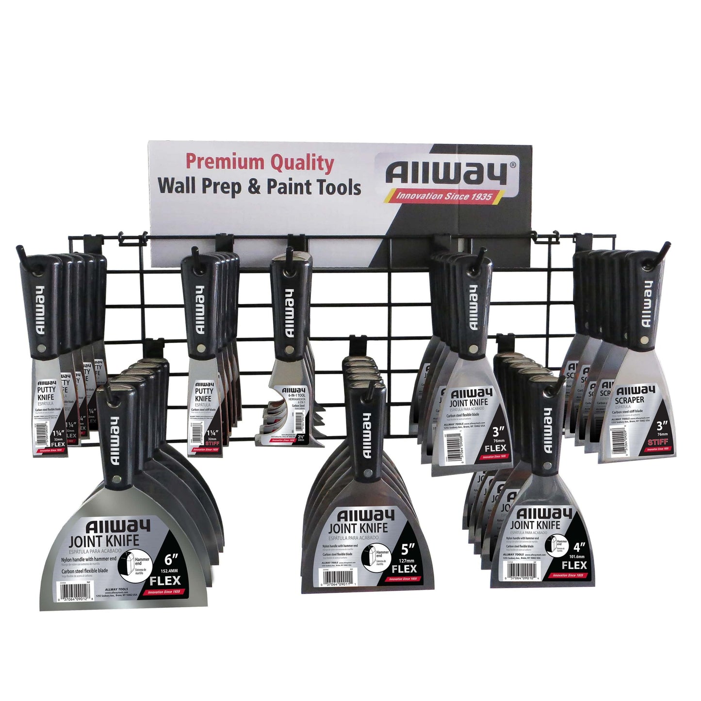 Allway XW8 40-Piece Nylon-Handle Joint Knife Merchandiser