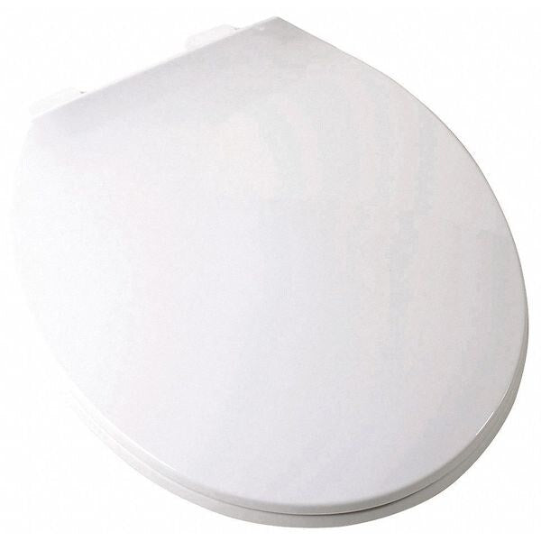 Jones Stephens C104100 White Deluxe Plastic Toilet Seat, Closed Front with Cover, Round