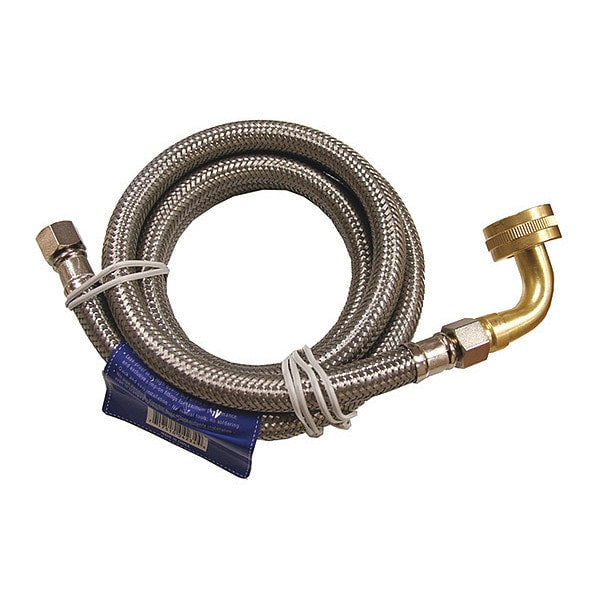 Jones Stephens S04276 3/8" Compression x 3/8" Compression x 72" Braided Stainless Steel Dishwasher Connection with 3/4" Female Garden Hose Thread with 90° Elbow Fitting and 3/8” MIP 90° Elbow