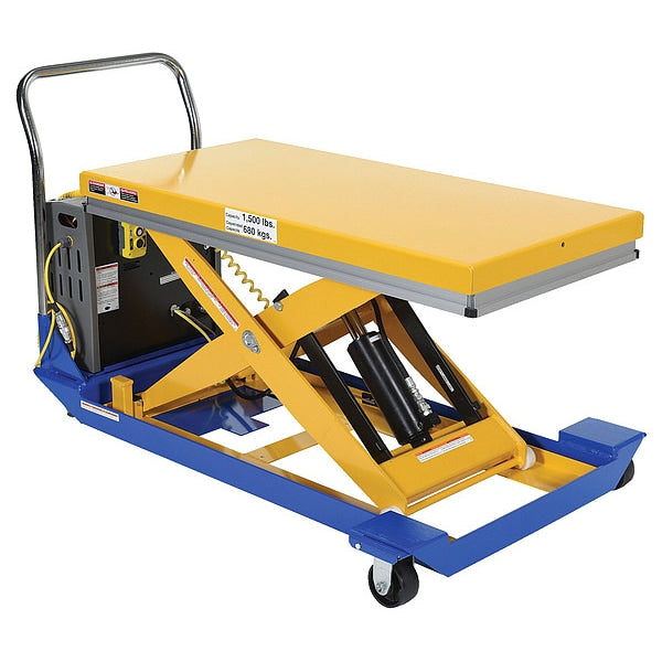 Vestil CART-24-15-DC Scissor Lift Table, 1500 lb. Cap, 24"W, 48"L, Caster Dia.: 5"