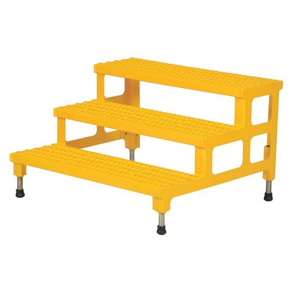 Vestil ASP-36-3 Adjustable Serrated Step Mate Stand, 22.25 Overall Height, Steel, Yellow