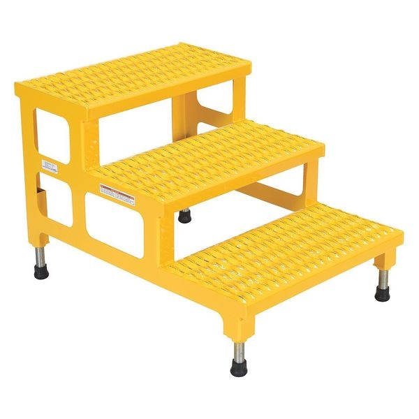Vestil ASP-24-3 Adjustable Serrated Step Mate Stand, 22.25 Overall Height, Steel, Yellow