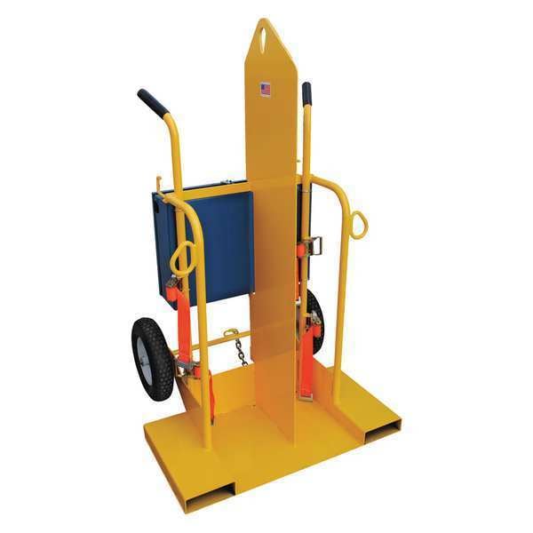 Vestil CYL-2 Yellow Welding Cylinder Torch Cart Pneumatic Wheel 500 lb Capacity