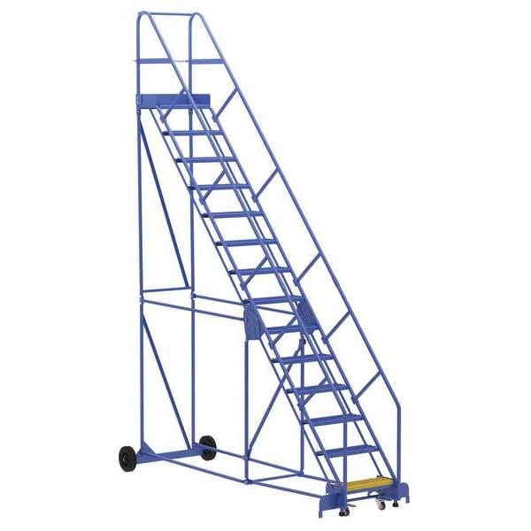 Vestil LAD-14-14-G-EZ 176 H Steel Warehouse Ladder, 50 deg Grip, 14 Step, 14", 14 Steps