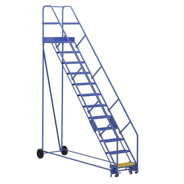 Vestil LAD-12-21-G-EZ 156 H Steel Warehouse Ladder, 50 deg Grip, 12 Step, 21", 12 Steps