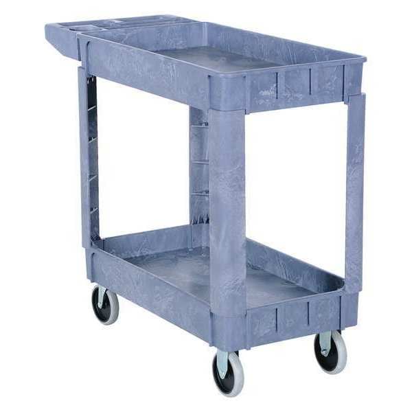 Vestil PLSC-2-1731 Plastic Utility Cart, 2 Shelves, 17.5 x 31, Foam Plastic, 550 lb Load Capacity, 2 Shelves, 18.5" W