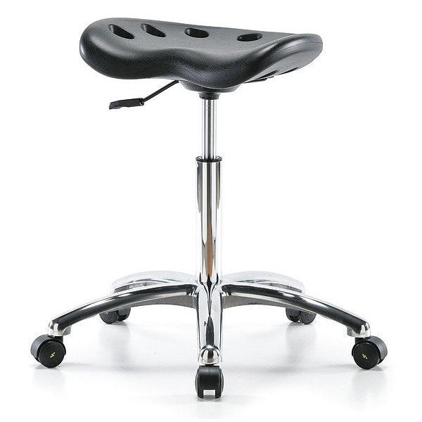 Blue Ridge Ergonomics ESD-PTMBSL-CR-NF-EC Polyurethane ESD Tractor Stool Chrome - Medium Bench Height with ESD Casters in ESD Black Polyurethane