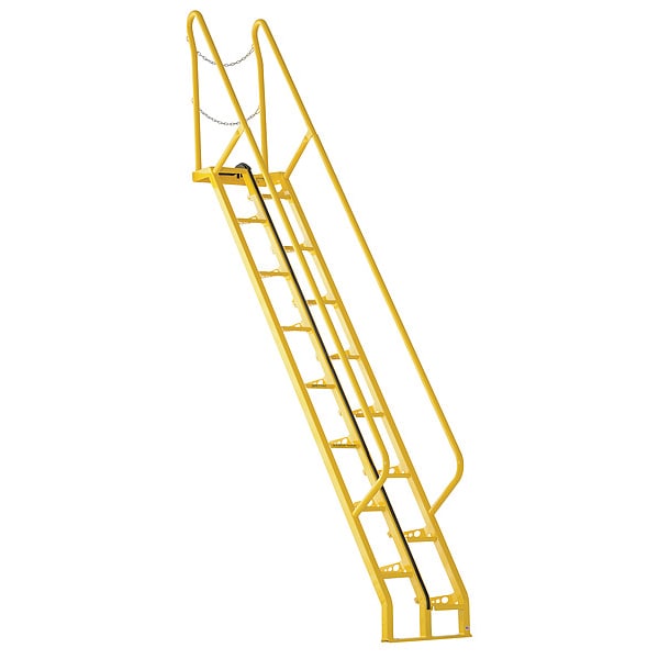 Vestil ATS-10-68 161 7/8 in Overall H, Alternating Tread Stair Unit, Steel, 14 Steps, 350 lb Load Capacity