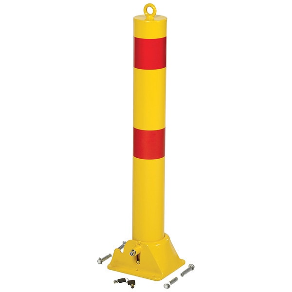 Vestil PARK-P-108-FD Fold-Down Bollard, Yellow, 4 1/4" dia.